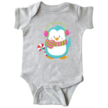 

Inktastic Cute Penguin Blue Penguin With Candy Cane Gift Baby Boy or Baby Girl Bodysuit