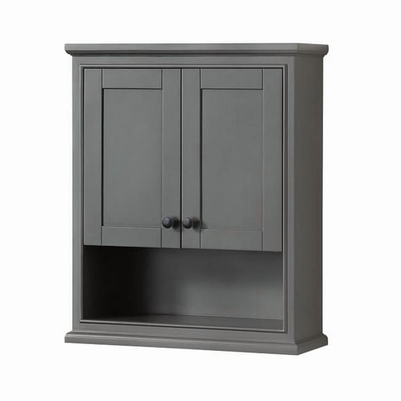 Deborah Over-the-Toilet Bathroom Wall-Mounted Storage Cabinet in Dark Gray with Matte Black Trim