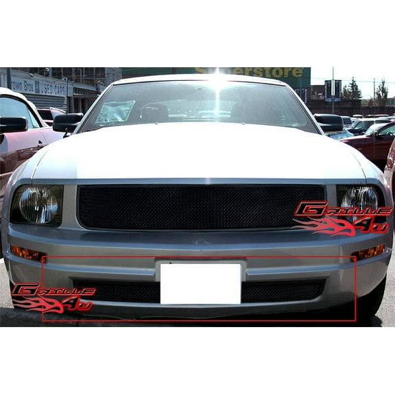 APS Compatible with Ford Mustang 2005-2009 V6 Lower Bumper Stainless Steel Black Mesh Front Grill Grille Insert F76017H