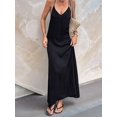 thumbnail image 5 of Women's Sleeveless Pockets Maxi Strappy Neck Flowy Loose Long Sundress Dress for Casual Beach Black S, 5 of 8