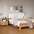thumbnail image 6 of Satifur Modern Fluted Nightstand with Charging Station, Wooden Bedside Table with 2 Drawers and Open Shelf for Bedroom, Natural Oak, Set of 2, 6 of 9