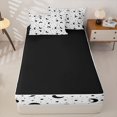 thumbnail image 4 of Manfei Lovely Black Moon Zipper Twin Comforter Sets with Fitted Sheet and 2 Pillowcases,Sprinkle Stars Print Zipper Bedding Set,Black Reversible,4pcs, 4 of 8