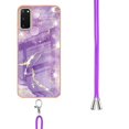 thumbnail image 3 of Galaxy S20 Case, Allytech Luxury Marble Pattern Rubber Flexible TPU Drop Protection Anti-scratch Lanyard Back Cover for Girls Women Case for Samsung Galaxy S20, Purple, 3 of 4
