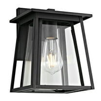 SAFAVIEH Stern LED Black Aluminium Outdoor Wall Sconce with Clear Glass Shade