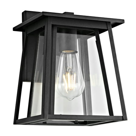 SAFAVIEH Stern LED Black Aluminium Outdoor Wall Sconce with Clear Glass Shade