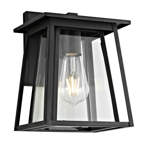 SAFAVIEH Stern LED Black Aluminium Outdoor Wall Sconce with Clear Glass Shade