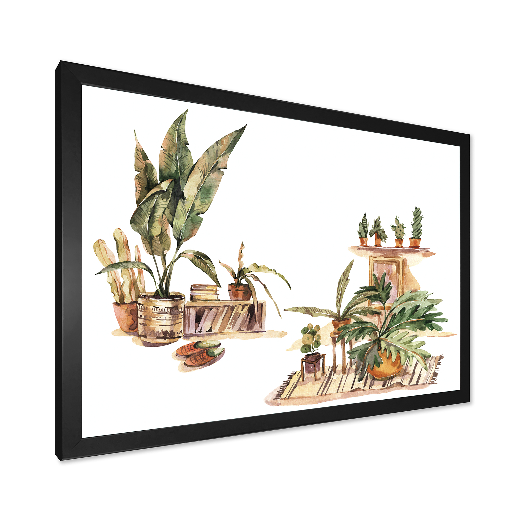 Designart 'Indoor House Plants Urban Jungle in Flowerpots III' Traditional Framed Art Print