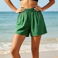thumbnail image 4 of YanHoo Cotton Linen Shorts for Women Vintage Elastic Waist Loose Short Pants Casual Beach Vacation Shorts with Pockets, 4 of 8
