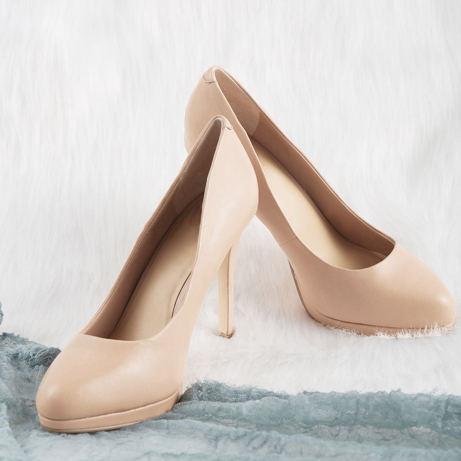 Carcuume Women's 100% Leather Platform Pumps Pointed Toe Stiletto Heels Vintage Wedding Party Dress Shoes, GFE-Nude-10