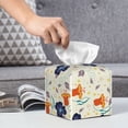 thumbnail image 6 of Yiaed Flower Leaves Print Tissue Box Cover, PU Leather Decorative Organizer for Tabletop, Bathroom, Car, Office Creative Decorative, 6 of 7