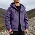 thumbnail image 6 of Ecqkame Rain Jackets for Men Lightweight Windproof Waterproof Hiking Hooded Jacket Long Sleeve Outdoor Cycling Casual Outerwear Purple L, 6 of 7