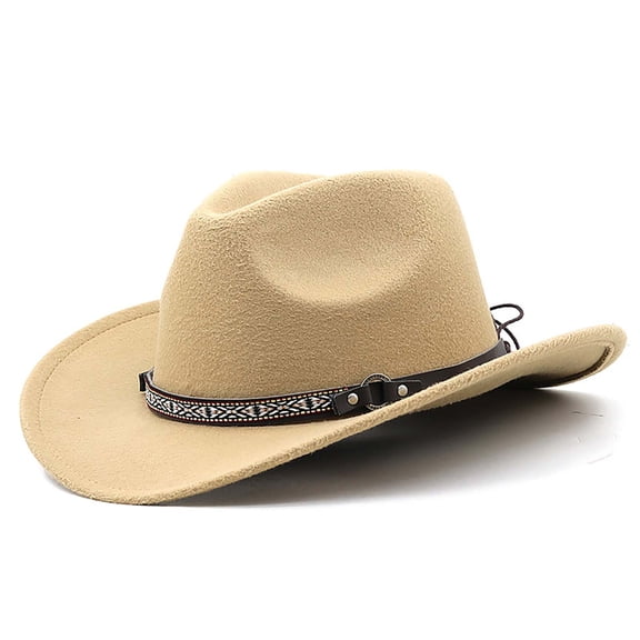EliteGoogv Kids Western Cowboy Hat Wide Brim Felt Fedora Hat Adjustable Dress Hat for Boys Girls