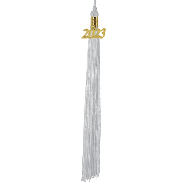 Jones School Supply White Tassels with Removable 2023 Charm Set of 25