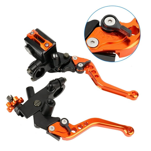 Palancas universales Bling Bling de depósito de cilindro maestro de embrague de freno de motocicleta 7/8 22 mm color naranja