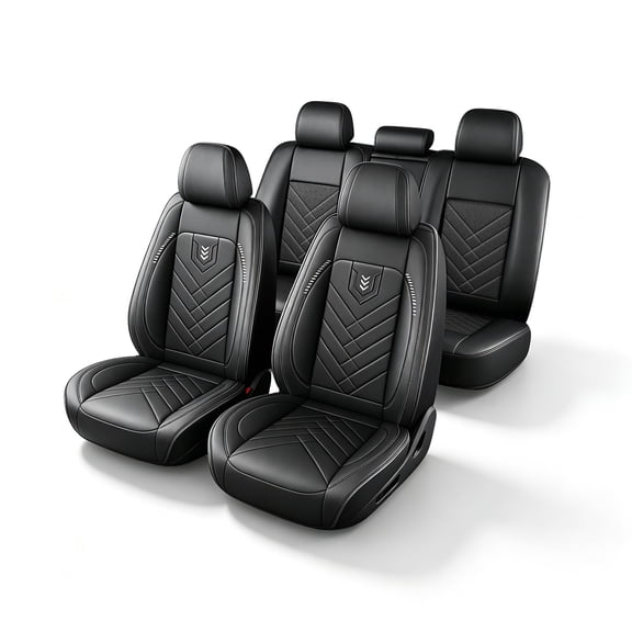AOMSAZTO Car Full Seat Covers Fit for Ford Escape 2001-2024 2025 Faux Leather Waterproof Automotive Seat Cushion(2 Row 5 Seat,Black)