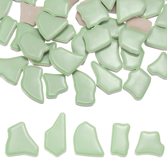 Uxcell 250g/0.55LB Irregular Ceramics Mosaic Tiles, 0.79"-1.57" Mosaic Stained Tile Broken Porcelain Pieces Stones Bulk for DIY Craft Making Vases Home Decoration, Light Green