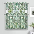 thumbnail image 2 of Kitchen Curtains 36 Inch Short - 3 Panel Set, Rod Pocket Window Curtain with Boho Cactus and Succulent Art, 100% Polyester for Farmhouse, Cafe, Kitchen, Bedroom, Easy Wash, 2 of 6