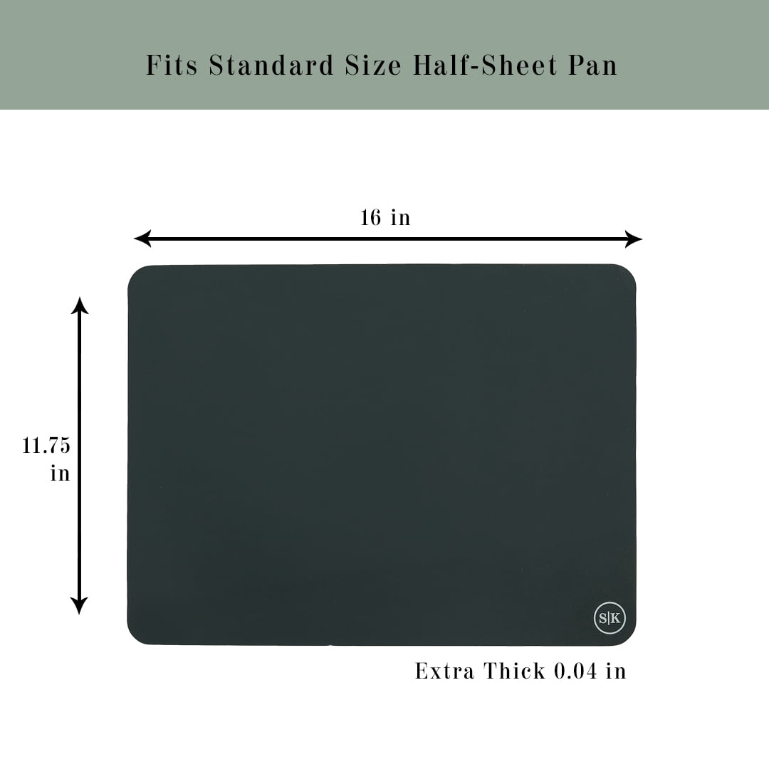 The Silicone Kitchen Silicone Baking Mats, Dishwasher Safe, BPA Free, Extra Thick, Half Sheet 16 in into 11.75 in, Set of 2, Blue and Gray