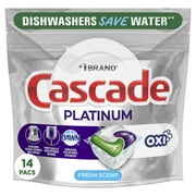 Cascade Platinum ActionPacs + Oxi, Dishwasher Detergent, Fresh Scent, 14 Ct