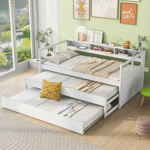 Twin XL Daybed with 2 Trundles & Storage, Free Light & USB