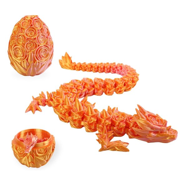 NAOJIE 3d Printed Dragon,Dragon,Dragon Toys,Fidget Toys,3d Printed Toys,3d Printed Dragon Eggs with Dragon Inside,Executive Dragon Fidget Desk Toys for Gifts,Open with Surprise-Golden Red