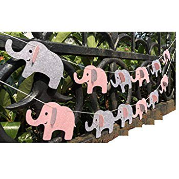 Elephant Banner Decorations Party Supplies Elephant Baby Shower Garland Pink Grey 12 Pcs Walmart Com Walmart Com