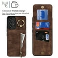 thumbnail image 3 of Nalacover for Samsung A53 5G, Wallet with RFID Credit Card Holder and Zipper Pocket,Drop Protection Flip Cover Ring Holder Kickstand with Double Magnetic Clasp for Samsung Galaxy A53 5G, Brown, 3 of 12