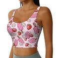 thumbnail image 2 of Fotbe Strawberry Popsicle Pattern Womens' Sports Bra Longline Wirefree Padded with Medium Support Sports Moisture-Wicking Workou Vest,Tank Top-Large, 2 of 9