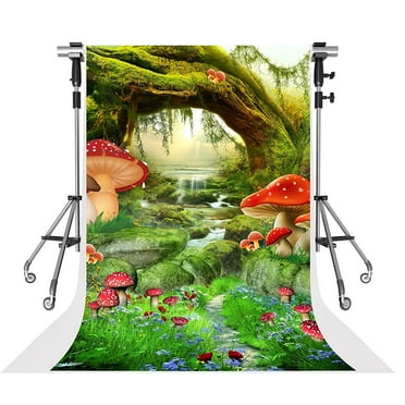 GreenDecor 5x7ft Fairytale photography backdrops Green Grass Spring Background for Photo Studio