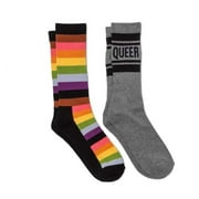 Pride Adult Socks Queer Rainbow Gray Black 7-12 Large - 4 Pairs