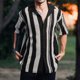 thumbnail image 1 of Playeras Elvqul de Hombre Negro Casual Manga Corta a Rayas Solapa, 1 of 7