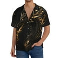 thumbnail image 3 of Honeii 's Black And Gold Fire Dragon for men's short-sleeved button-up collared shirt featuring a pocket, perfect for beach vacations, and travel adventures., 3 of 5