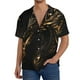 thumbnail image 1 of Fotbe Black And Gold Fire Dragon Camisa Estampada de Manga Corta para Hombre, Casual de Verano, Estilo Playero, Sin Arrugas-Small, 1 of 5