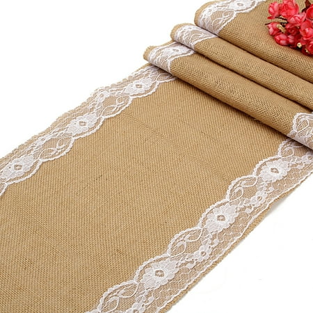 Hot Burlap Lace Hessian Table Runner 280x30cm Rustic Natural Hot Burlap Lace Hessian Table Runner 280x30cm Rustic Natural Jute Country Wedding Party Bridal Shower Dining Decoration And Crafts