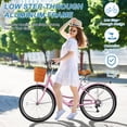 thumbnail image 5 of Lilypelle 24/26inch City Cruiser Bicycle for Women, 7 Speed Step Through Adult Commute Bike with Basket & Rack，Pink, 5 of 13