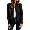 thumbnail image 2 of Sheghy Women Spring Light Zip Jacket Solid Long Sleeve Pocket Casual Daily Coat Zip-Up Black S, 2 of 9