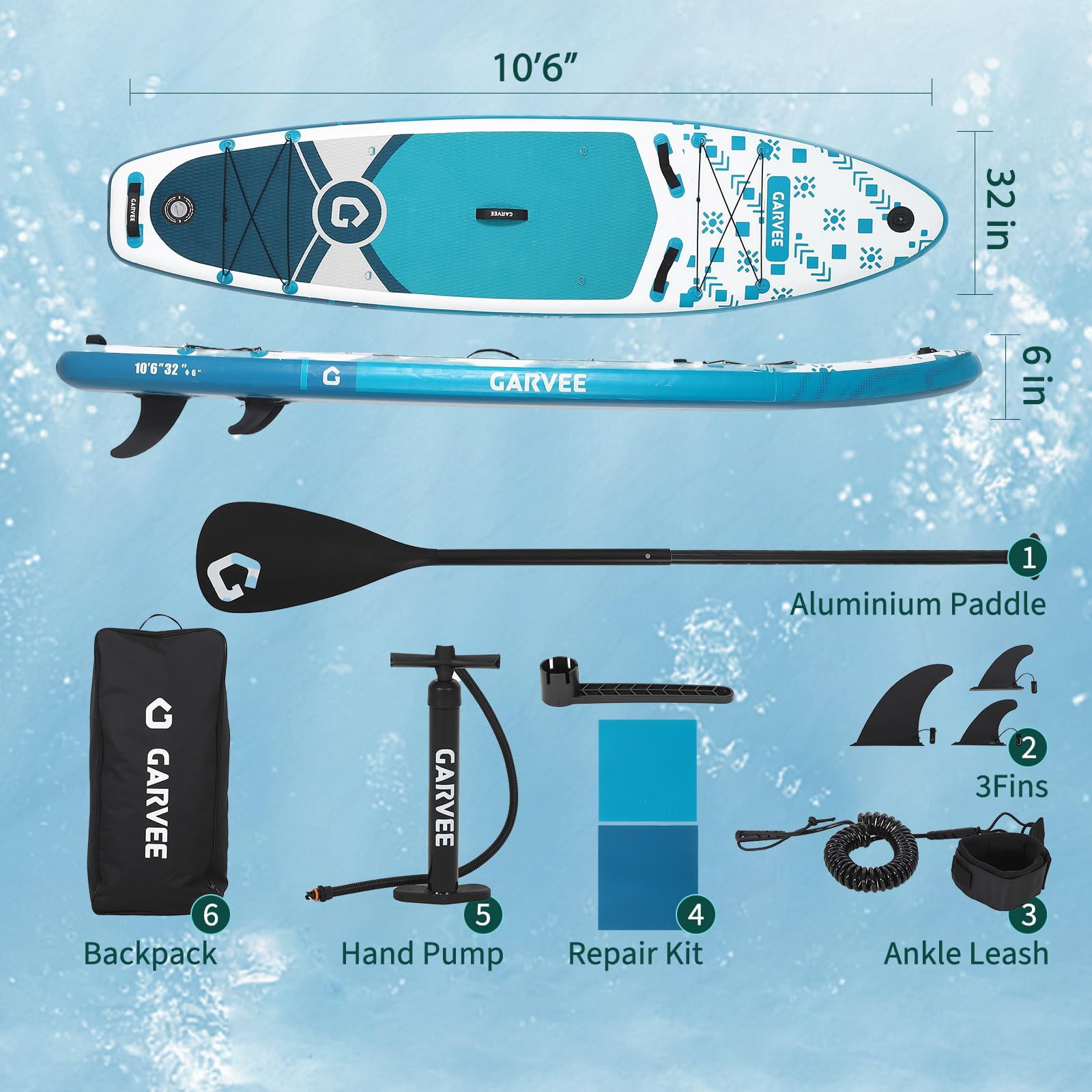 10'6" Inflatable Stand Up Paddle Board with Premium SUP Accessories, Anti-Slip EVA Deck, Built-in Camera Mount, Wide & Stable Design Paddle Boards for All Skill Levels