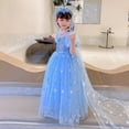thumbnail image 5 of KAWELL Girls Blue Princess Dress Sequin Mesh Tull Dress Halloween Costume Christmas Birthday Evening Party Ball Gown, 5 of 6