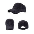 thumbnail image 4 of Wensltd Winter Plush Baseball Hat for Women Outdoor Solid Color Warm Style Cold Weather Black, 4 of 4