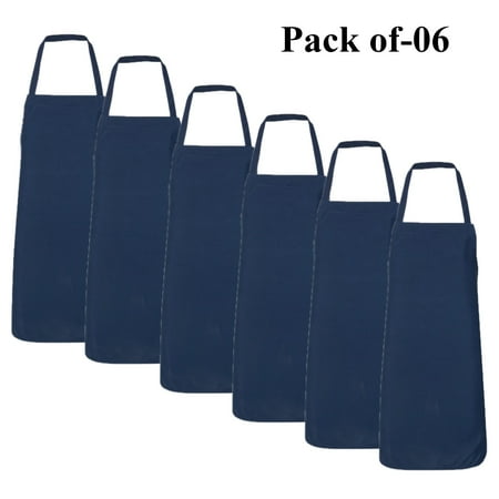 

Q-Tees - Bib Chef Apron for Unisex | Gardening 6.4 oz Navy Color Cooking Apron | 6 pack One Size(28 W x 33 L