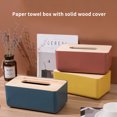 thumbnail image 3 of Tapa De Madera Caja De Pañuelos Con Estilo Simple Caja De Almacenamiento De Pañuelos De Gran Capacidad Dispensador De Servilletas Para El Hogar Sweethay HA024901-01, 3 of 7
