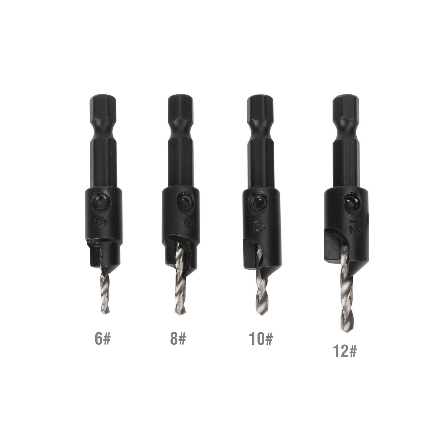 WorkPro Countersink Drill Bits - 5 Piece, Black oxide finish