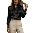 thumbnail image 2 of Womens Buttton Down Shirts Long Sleeve V Neck Business Tunic Blouses Work Dress Shirt Elegant Trendy Tops, XL, 2 of 6