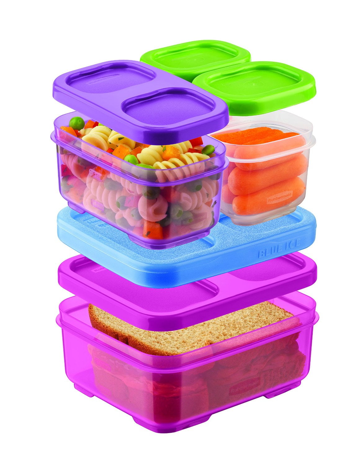 Rubbermaid Lunch Blox Kids 4 Piece Kit With Blue Ice Block Large You Pick Color