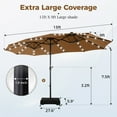 thumbnail image 6 of Alpha Joy 15ft Extra Large Outdoor Patio Double-Sided Umbrella with Solar Lights & Umbrella Base, Tawny, 6 of 6