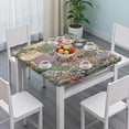 thumbnail image 3 of Colorful Pioneer Flower Pattern Square Fitted Tablecloth with Elastic Edge,Square Table Cover,Washable Elastic Table Cover for Home Kitchen Party Decor 36"x36", 3 of 6
