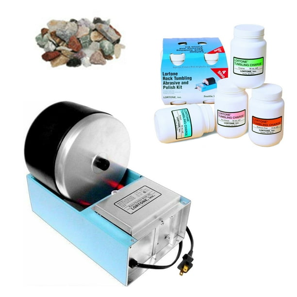 Lortone 45C Rotary Rock Tumbler Kit with Abrasives, Polish and Assorted