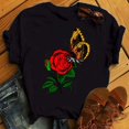 thumbnail image 2 of T-shirt Femme Imprimé Mode Fleur Papillon Manches Courtes Décontracté Haut Graphique, 2 of 7