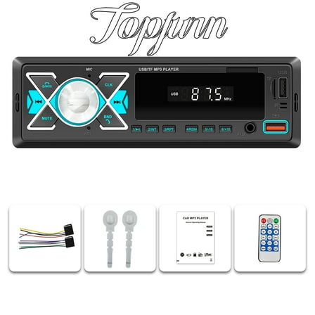 Single Din Car Radio Receiver - Bluetooth Car Stereo System - Mechless Digital Media MP3 Player with AM FM Dual USB SD AUX Built-in Mic Wireless Remote Control