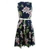 Tommy Hilfiger Women's Printed Eyelet Belted Fit & Flare Dress (6, Navy Multi)